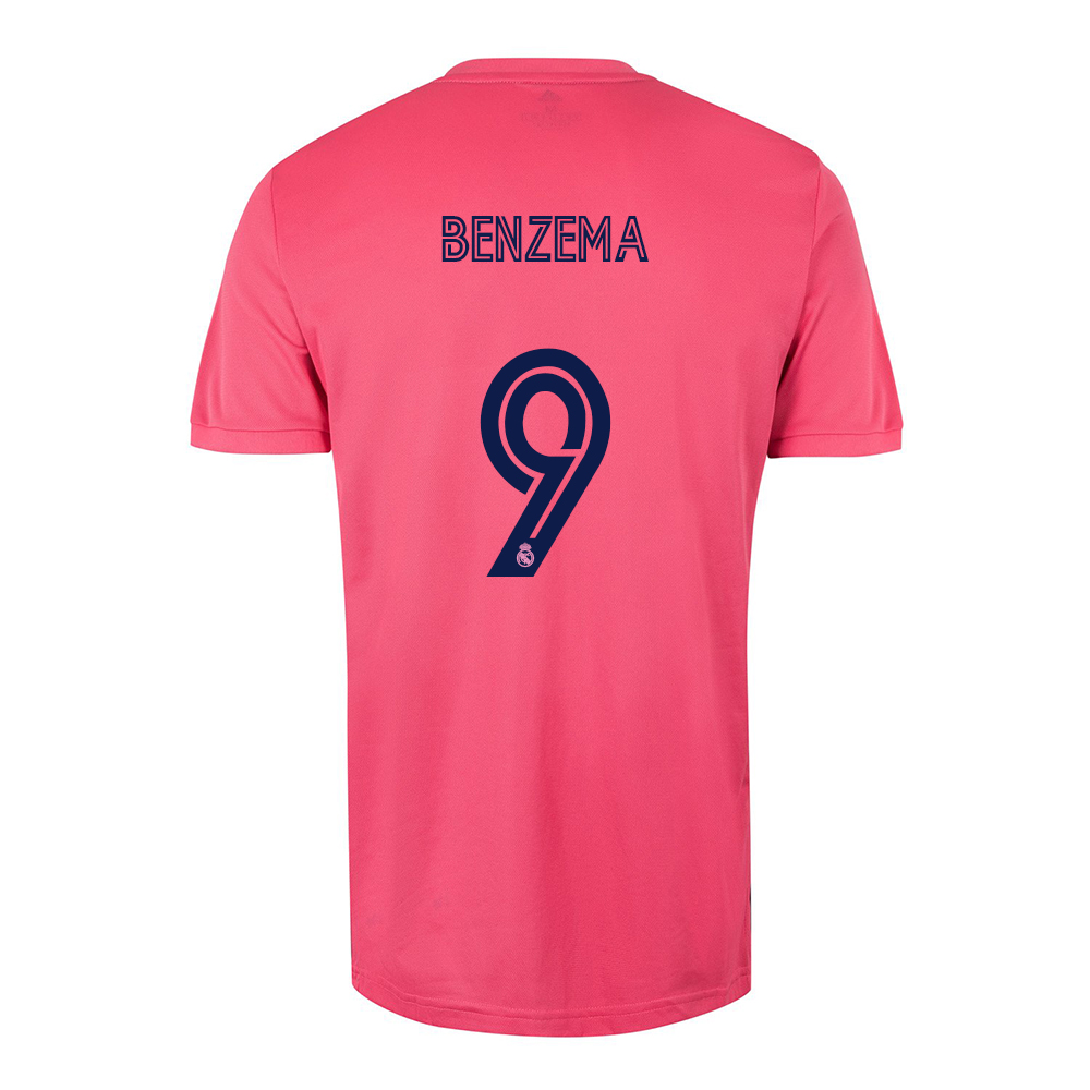 Kinder Fußball Karim Benzema #9 Auswärtstrikot Rosa Trikot 2020/21 Hemd