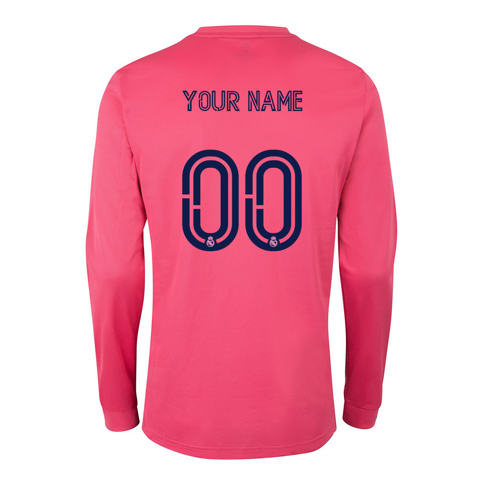 Kinder Fußball Dein Name #0 Auswärtstrikot Rosa Long Sleeve Trikot 2020/21 Hemd