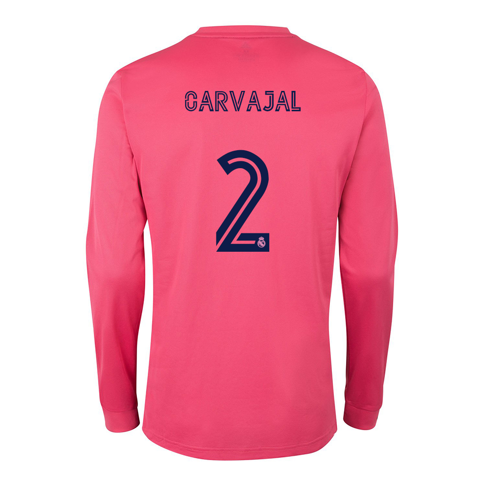 Kinder Fußball Daniel Carvajal #2 Auswärtstrikot Rosa Long Sleeve Trikot 2020/21 Hemd