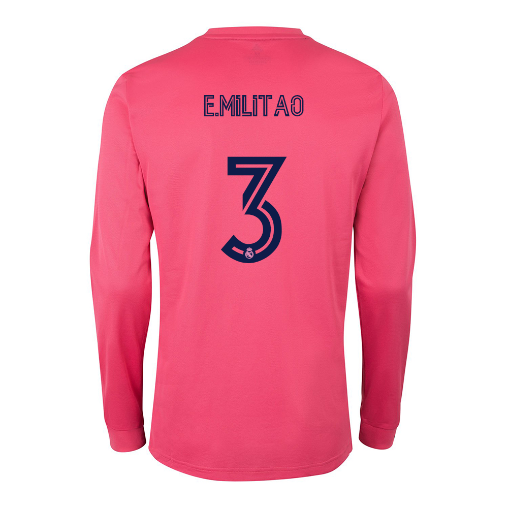Kinder Fußball Eder Militao #3 Auswärtstrikot Rosa Long Sleeve Trikot 2020/21 Hemd