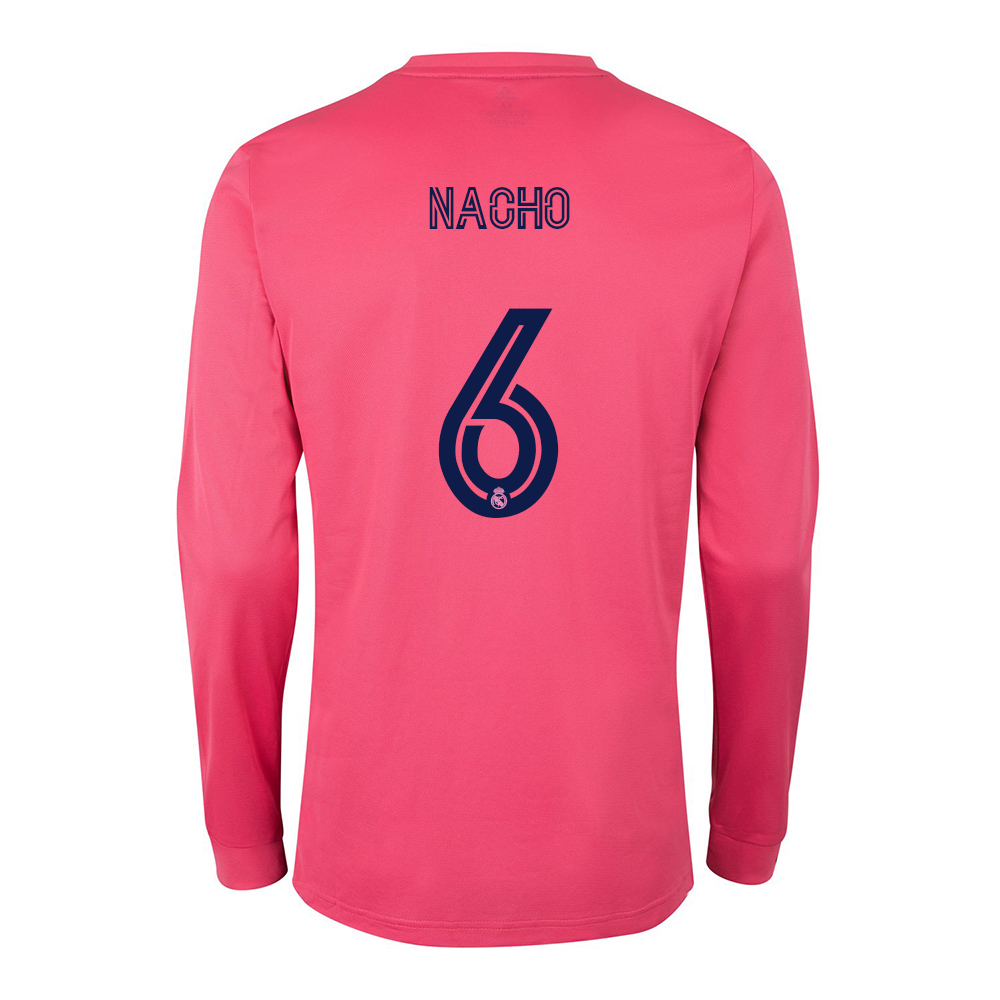 Kinder Fußball Nacho Fernandez #6 Auswärtstrikot Rosa Long Sleeve Trikot 2020/21 Hemd
