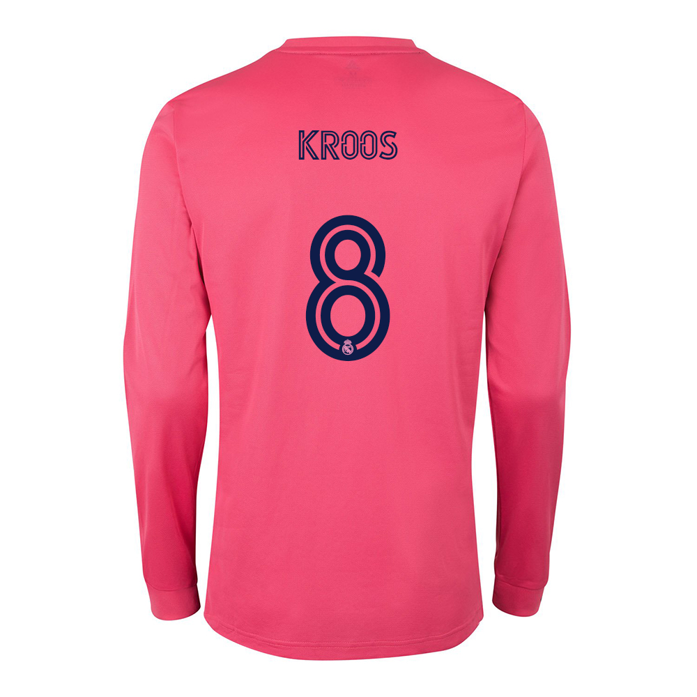 Kinder Fußball Toni Kroos #8 Auswärtstrikot Rosa Long Sleeve Trikot 2020/21 Hemd