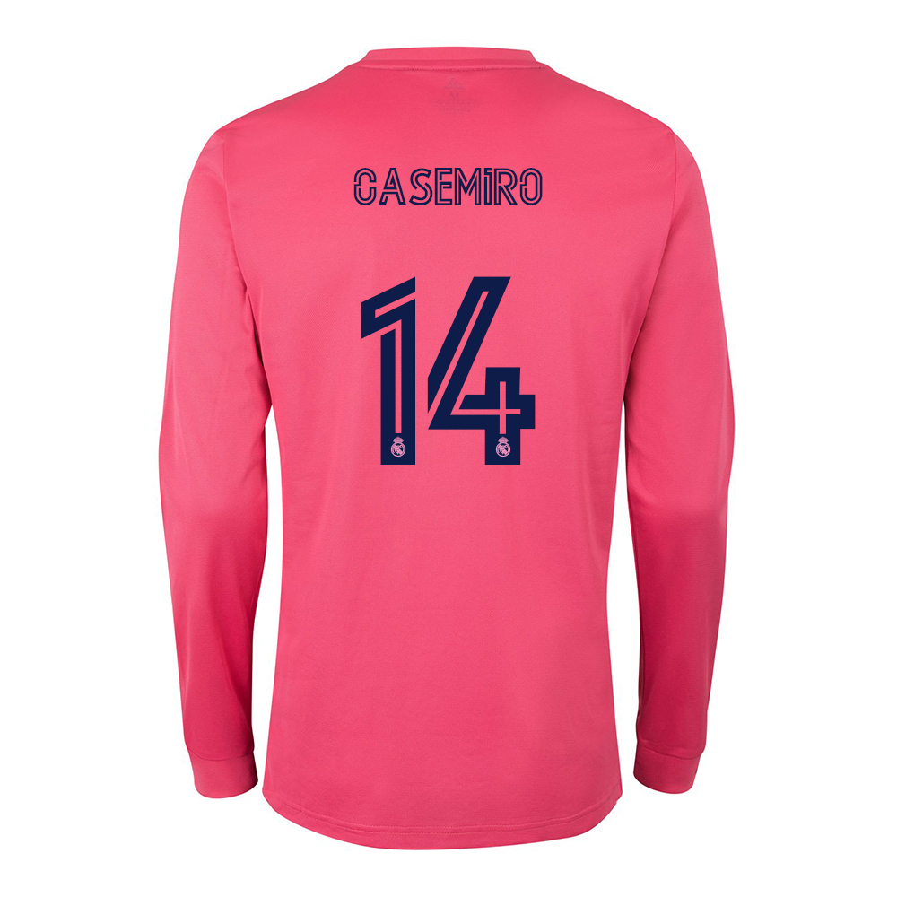 Kinder Fußball Casemiro #14 Auswärtstrikot Rosa Long Sleeve Trikot 2020/21 Hemd