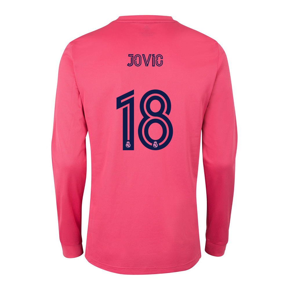 Kinder Fußball Luka Jovic #18 Auswärtstrikot Rosa Long Sleeve Trikot 2020/21 Hemd
