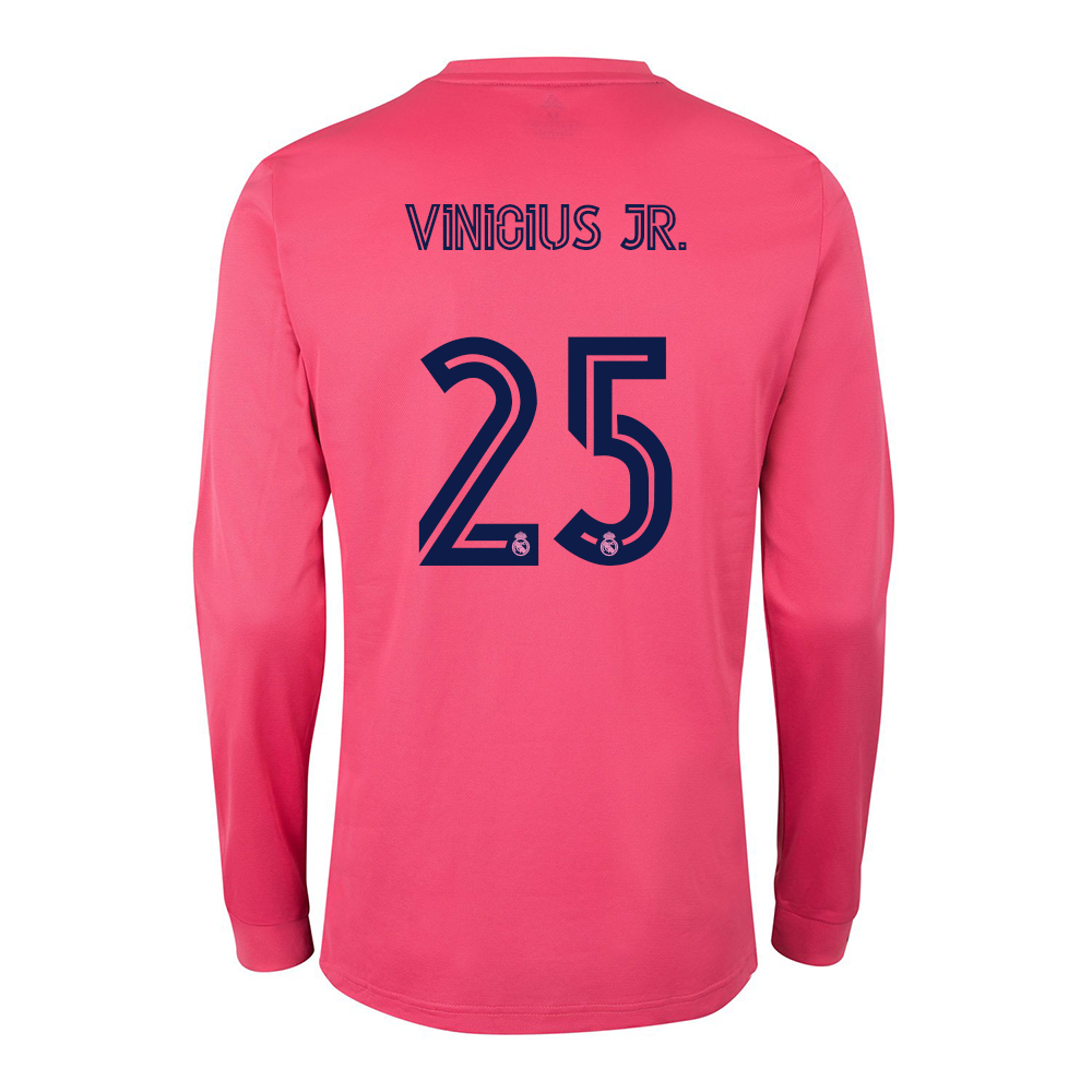 Kinder Fußball Vinicius Junior #25 Auswärtstrikot Rosa Long Sleeve Trikot 2020/21 Hemd