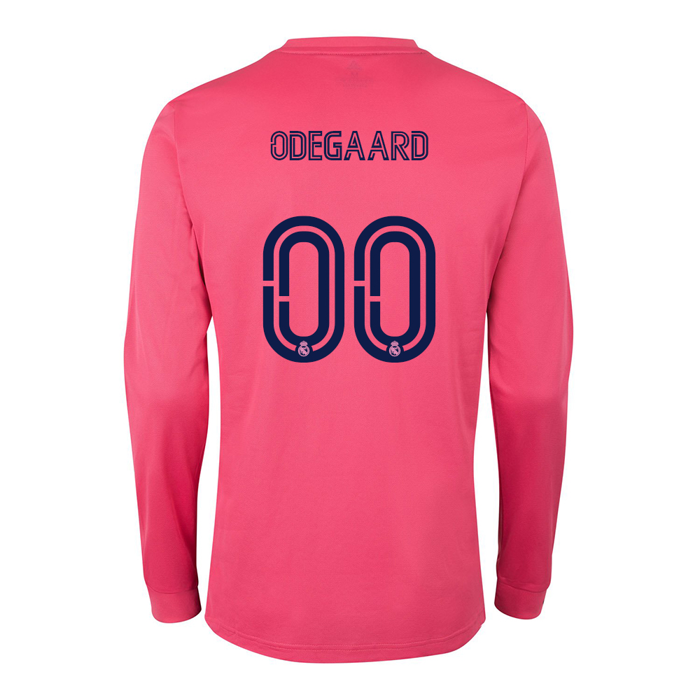 Kinder Fußball Martin Odegaard #0 Auswärtstrikot Rosa Long Sleeve Trikot 2020/21 Hemd