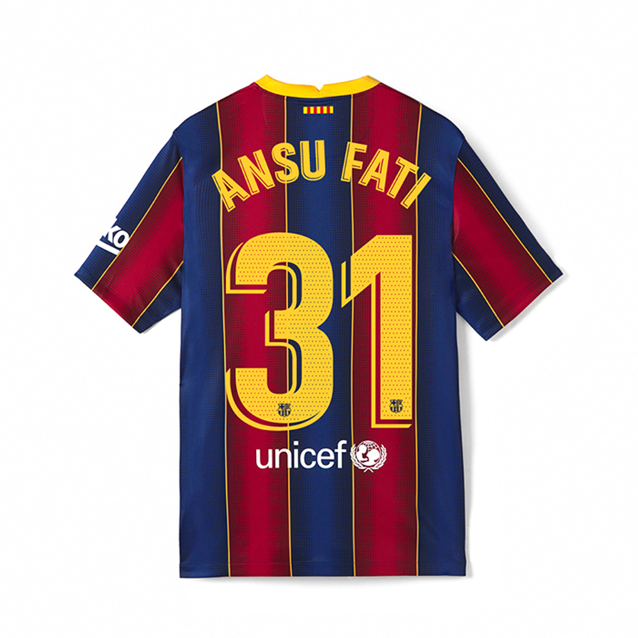 Kinder Fußball Ansu Fati #31 Heimtrikot Rot Blau Trikot 2020/21 Hemd