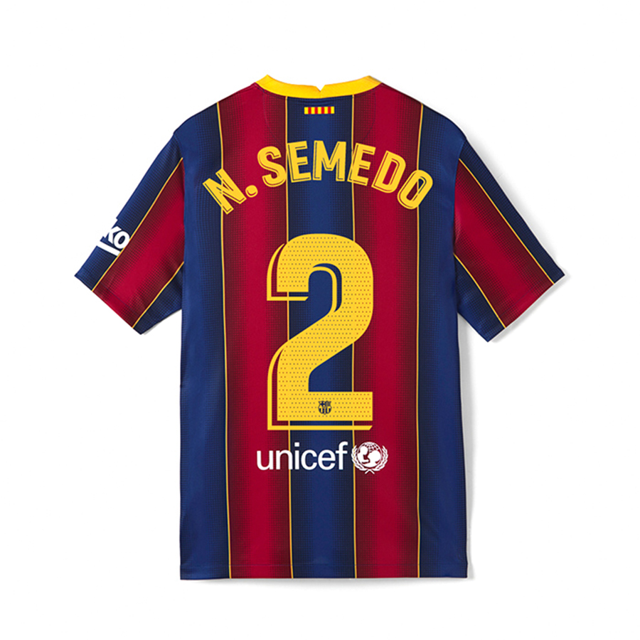 Kinder Fußball Nelson Semedo #2 Heimtrikot Rot Blau Trikot 2020/21 Hemd
