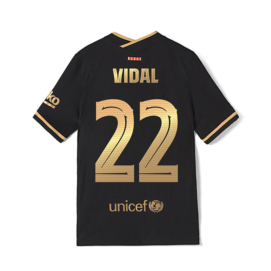 Kinder Fußball Arturo Vidal #22 Auswärtstrikot Schwarz Trikot 2020/21 Hemd
