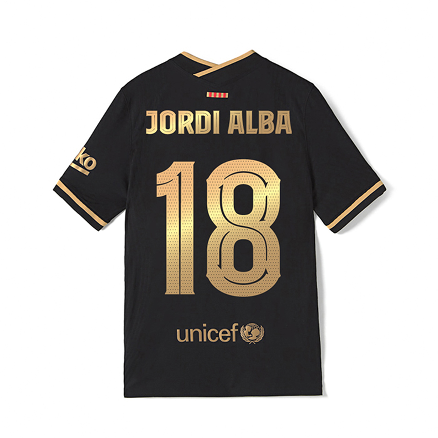 Kinder Fußball Jordi Alba #18 Auswärtstrikot Schwarz Trikot 2020/21 Hemd