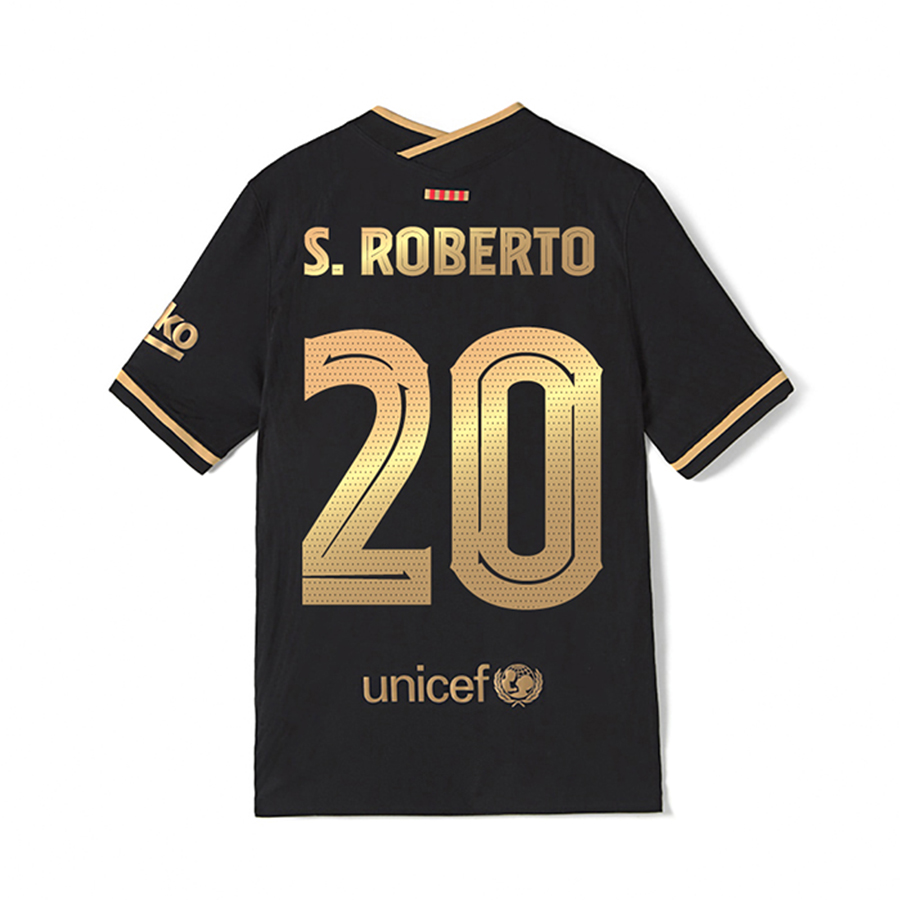 Kinder Fußball Sergi Roberto #20 Auswärtstrikot Schwarz Trikot 2020/21 Hemd