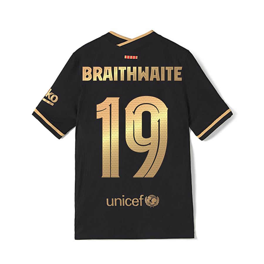 Kinder Fußball Martin Braithwaite #19 Auswärtstrikot Schwarz Trikot 2020/21 Hemd