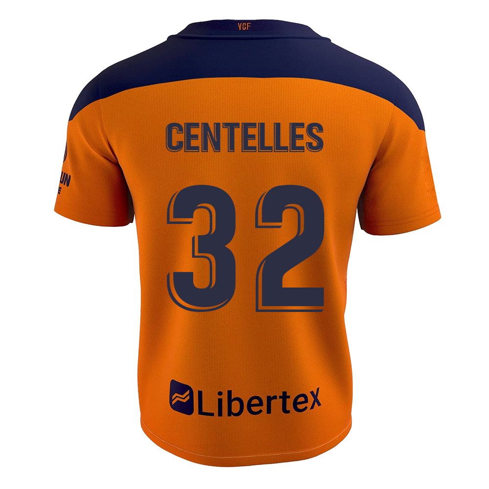 Kinder Fußball Alex Centelles #32 Auswärtstrikot Orange Trikot 2020/21 Hemd