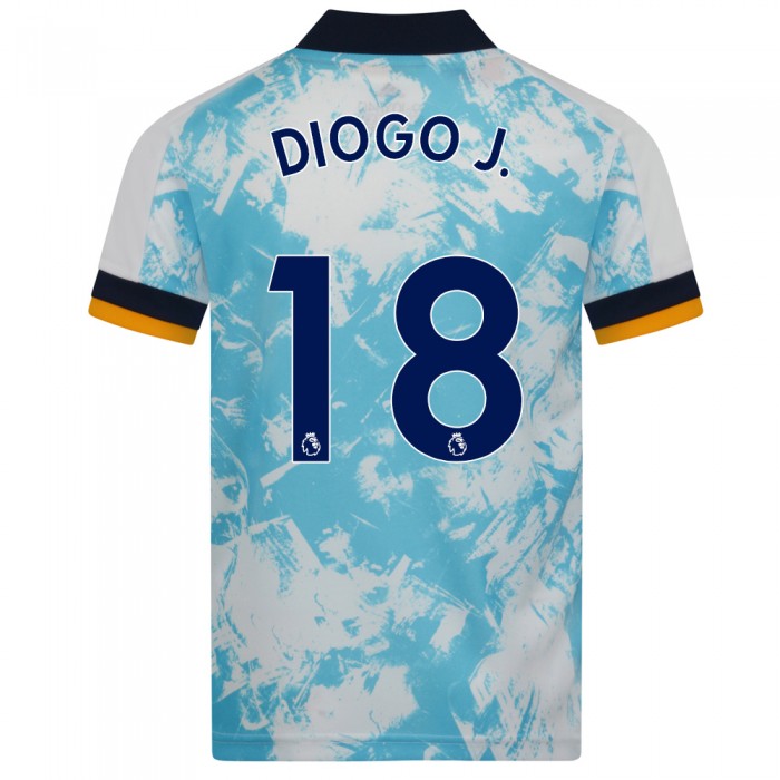 Kinder Fußball Diogo Jota #18 Auswärtstrikot Weiß Blau Trikot 2020/21 Hemd