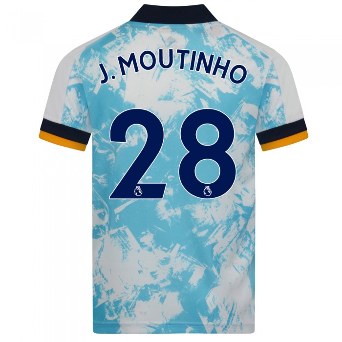Kinder Fußball Joao Moutinho #28 Auswärtstrikot Weiß Blau Trikot 2020/21 Hemd
