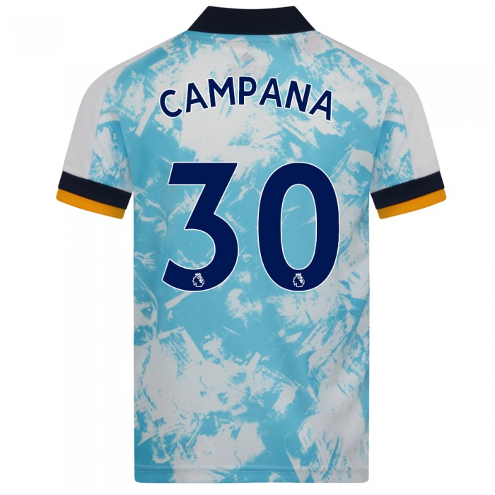 Kinder Fußball Leonardo Campana #30 Auswärtstrikot Weiß Blau Trikot 2020/21 Hemd