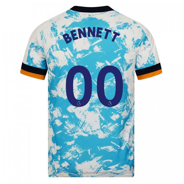 Kinder Fußball Ryan Bennett #0 Auswärtstrikot Weiß Blau Trikot 2020/21 Hemd