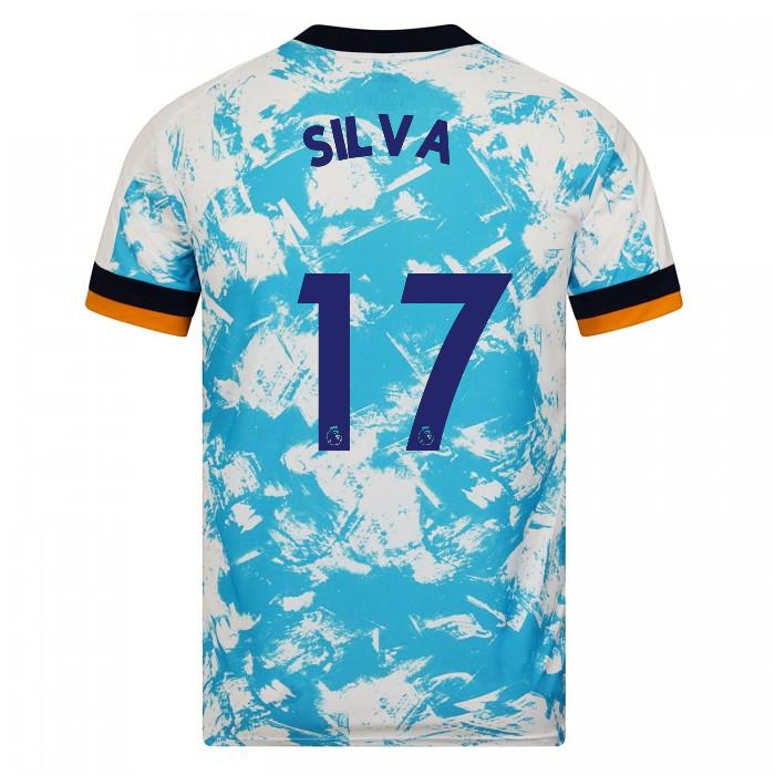 Kinder Fußball Fabio Silva #17 Auswärtstrikot Weiß Blau Trikot 2020/21 Hemd