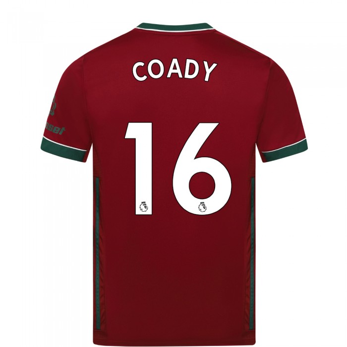 Kinder Fußball Conor Coady #16 Ausweichtrikot Karminrot Trikot 2020/21 Hemd