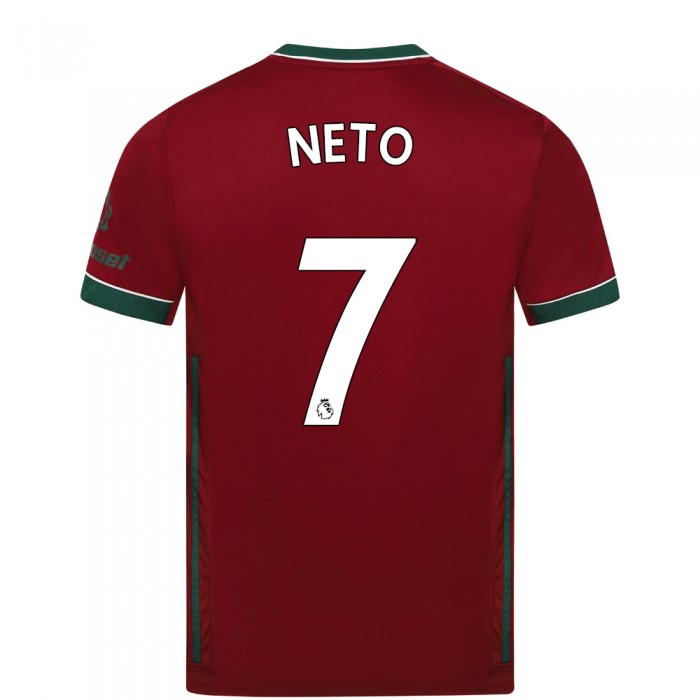 Kinder Fußball Pedro Neto #7 Ausweichtrikot Karminrot Trikot 2020/21 Hemd