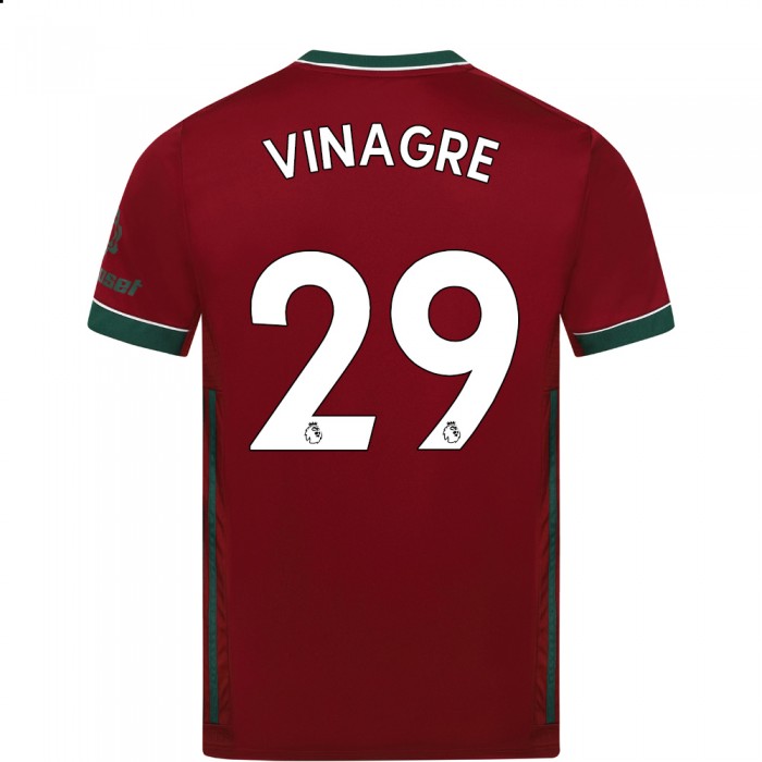 Kinder Fußball Ruben Vinagre #29 Ausweichtrikot Karminrot Trikot 2020/21 Hemd