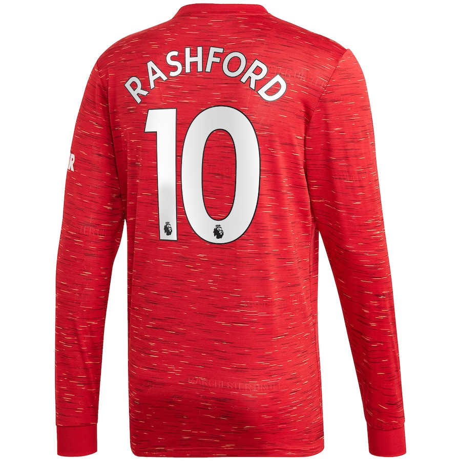 Kinder Fußball Marcus Rashford #10 Heimtrikot Rot Long Sleeve Trikot 2020/21 Hemd