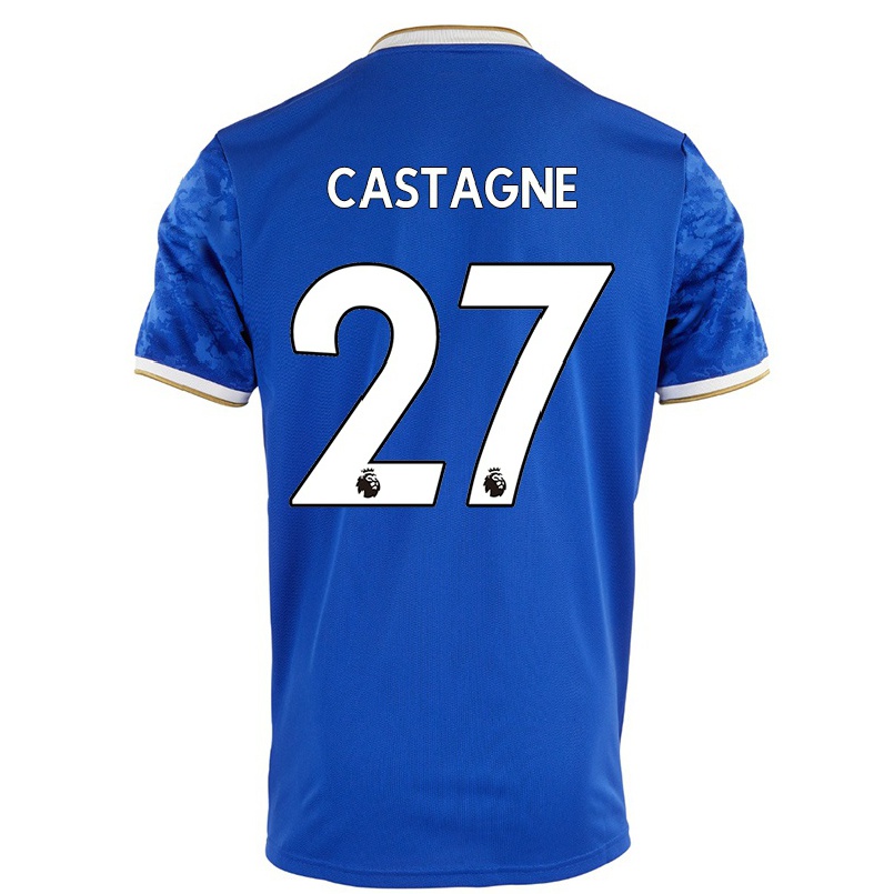 Herren Fußball Timothy Castagne #27 Königsblau Heimtrikot Trikot 2021/22 T-shirt