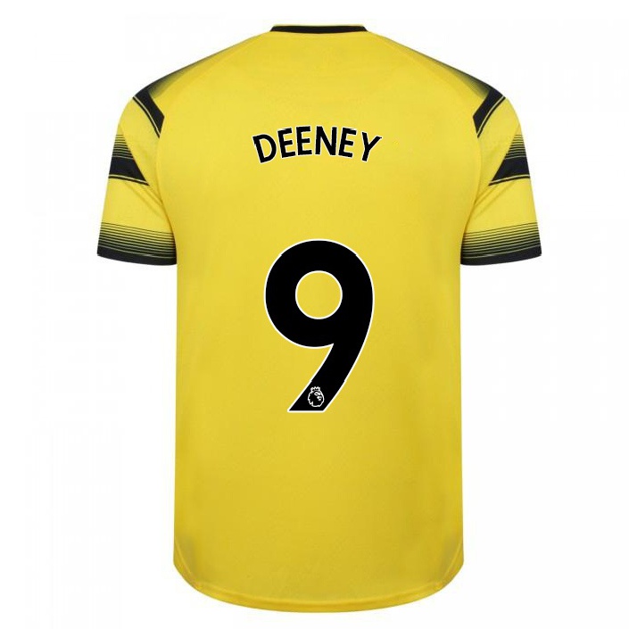 Herren Fußball Troy Deeney #9 Gelb Schwarz Heimtrikot Trikot 2021/22 T-shirt