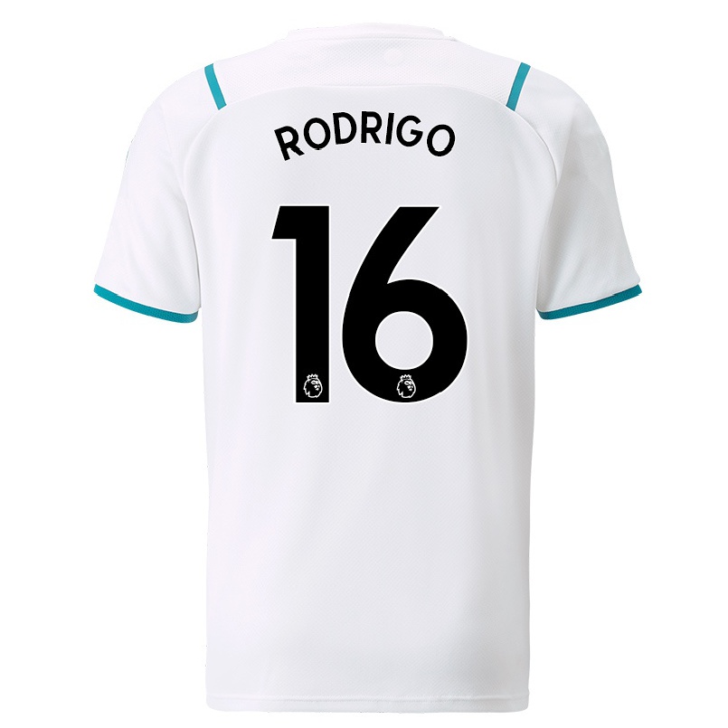 Herren Fußball Rodri #16 Weiß Auswärtstrikot Trikot 2021/22 T-shirt