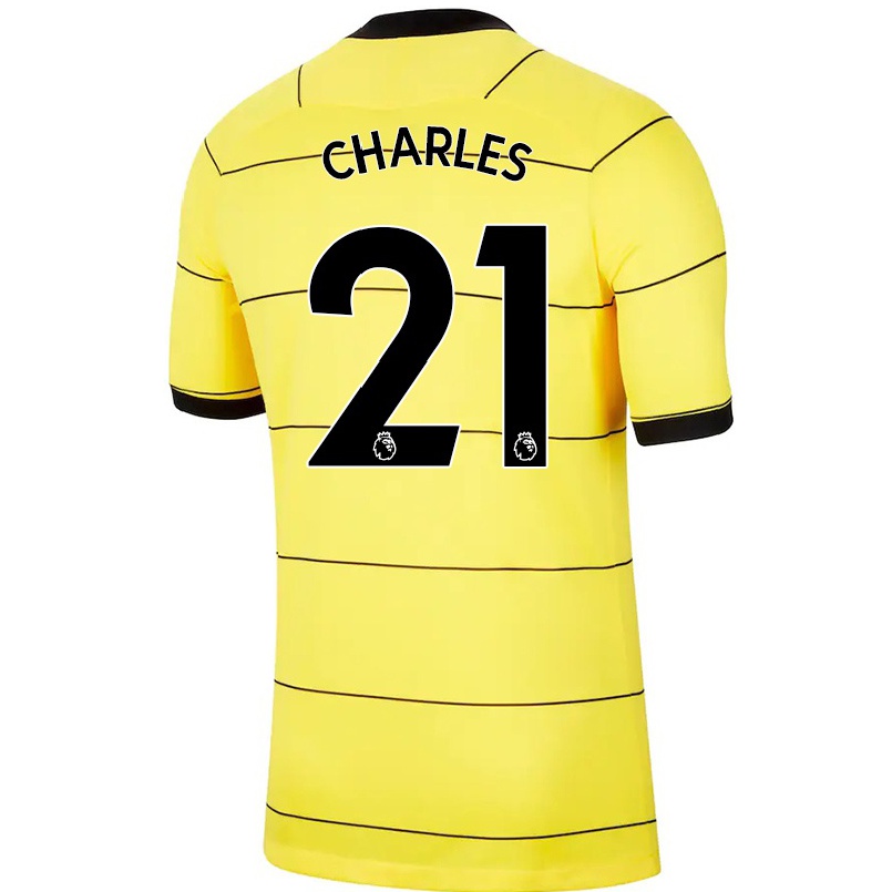 Herren Fußball Niamh Charles #21 Gelb Auswärtstrikot Trikot 2021/22 T-shirt