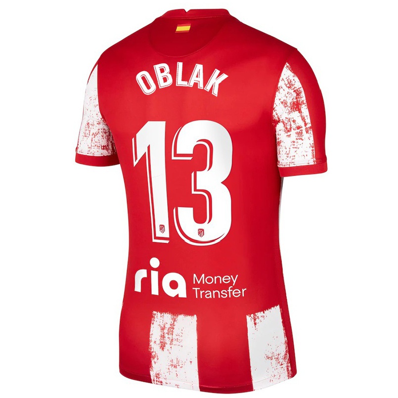 Herren Fußball Jan Oblak #13 Rot-weib Heimtrikot Trikot 2021/22 T-shirt