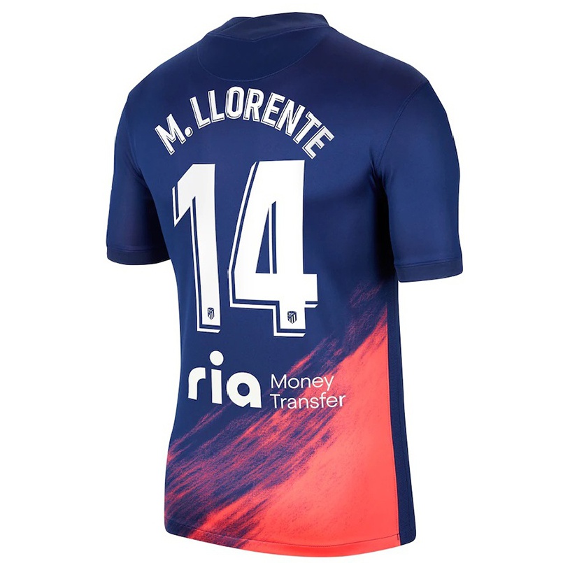 Herren Fußball Marcos Llorente #14 Dunkelblau Orange Auswärtstrikot Trikot 2021/22 T-shirt