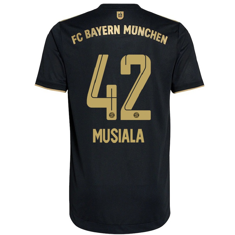 Herren Fußball Jamal Musiala #42 Schwarz Auswärtstrikot Trikot 2021/22 T-shirt