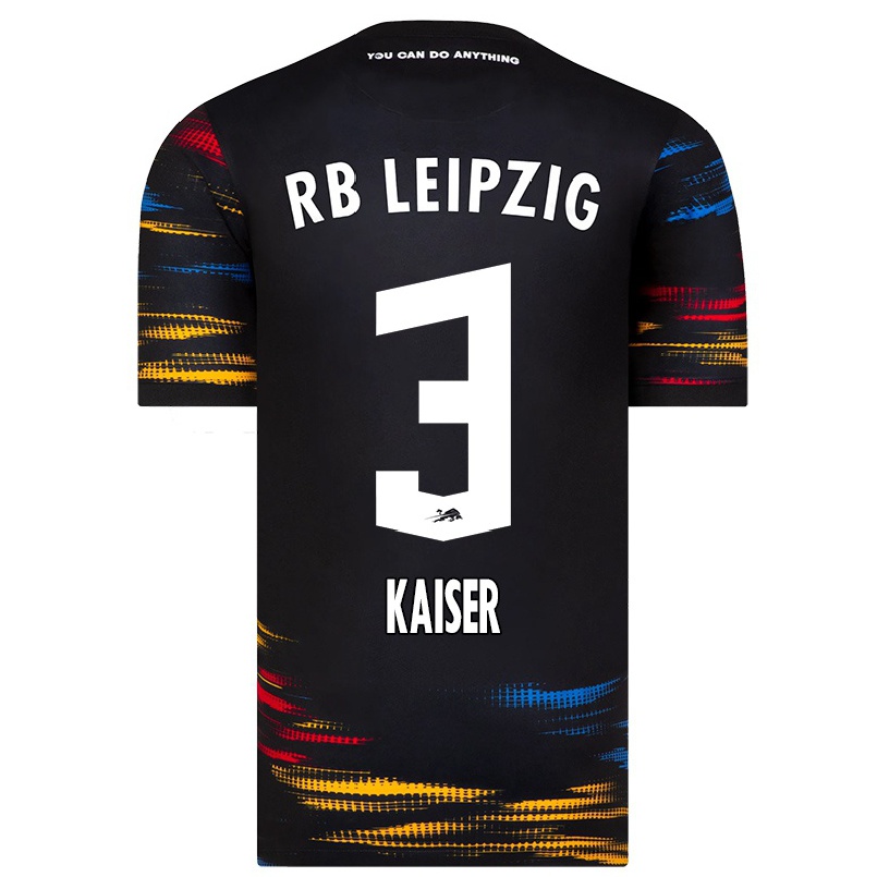 Herren Fußball Johanna Kaiser #3 Schwarz Gelb Auswärtstrikot Trikot 2021/22 T-shirt