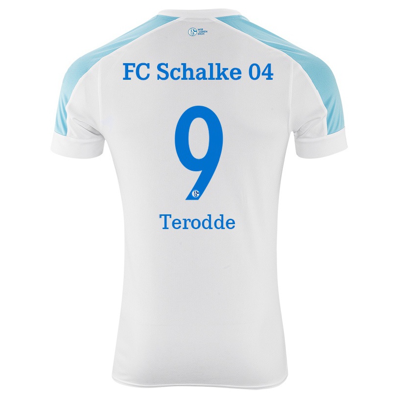 Herren Fußball Simon Terodde #9 Weiß Blau Auswärtstrikot Trikot 2021/22 T-shirt