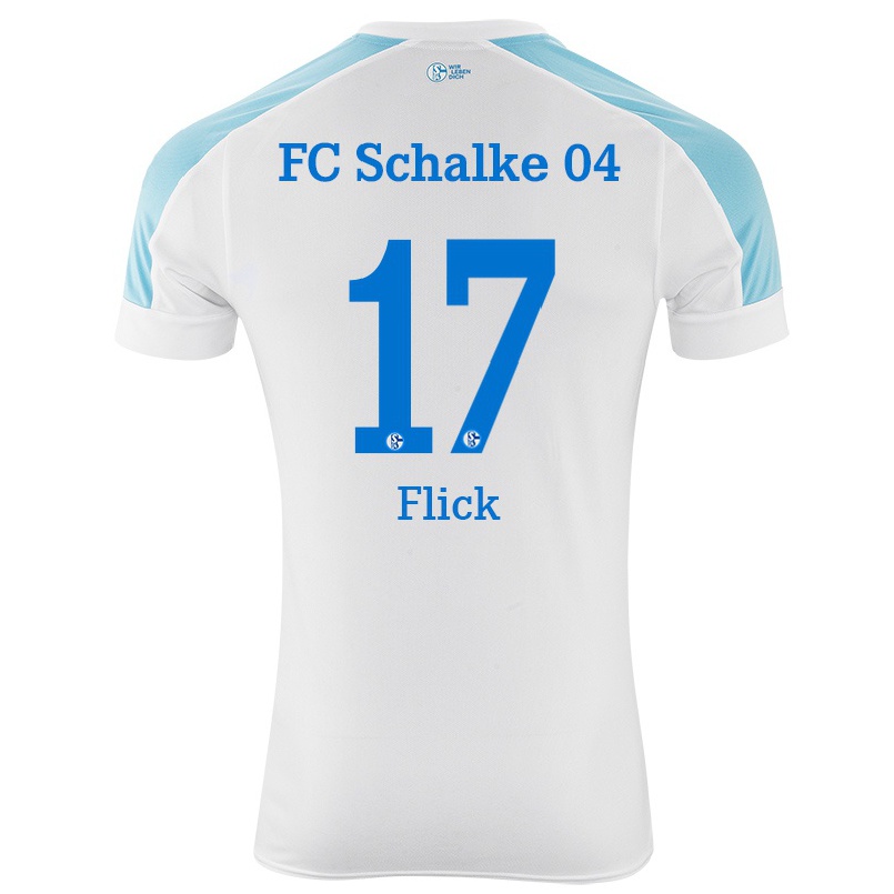 Herren Fußball Florian Flick #17 Weiß Blau Auswärtstrikot Trikot 2021/22 T-shirt