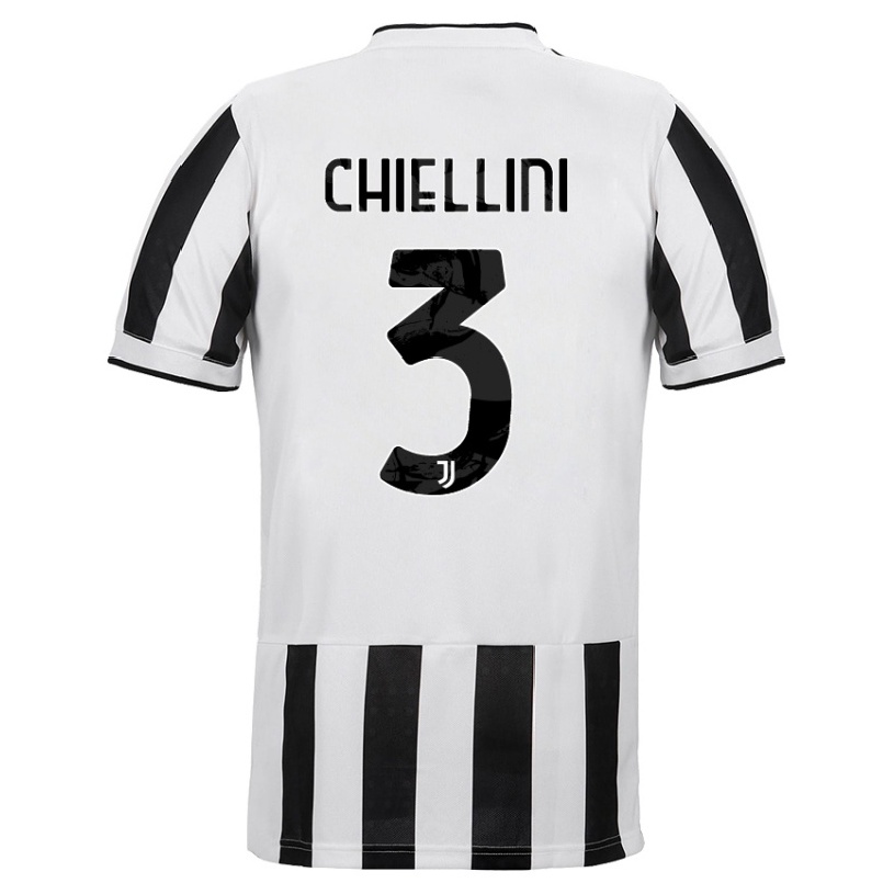 Herren Fußball Giorgio Chiellini #3 Weiß Schwarz Heimtrikot Trikot 2021/22 T-shirt