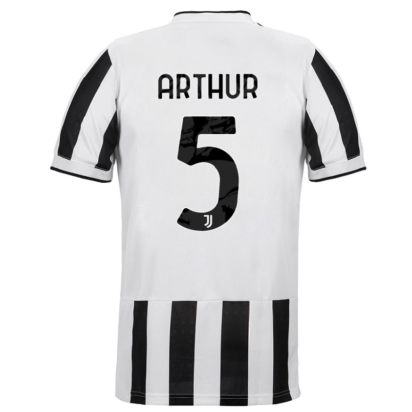 Herren Fußball Arthur #5 Weiß Schwarz Heimtrikot Trikot 2021/22 T-shirt