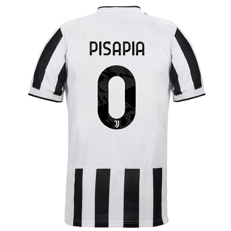 Herren Fußball Luciano Pisapia #0 Weiß Schwarz Heimtrikot Trikot 2021/22 T-shirt