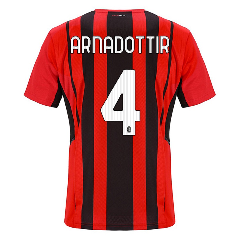 Herren Fußball Guný Arnadottir #4 Rot Schwarz Heimtrikot Trikot 2021/22 T-shirt