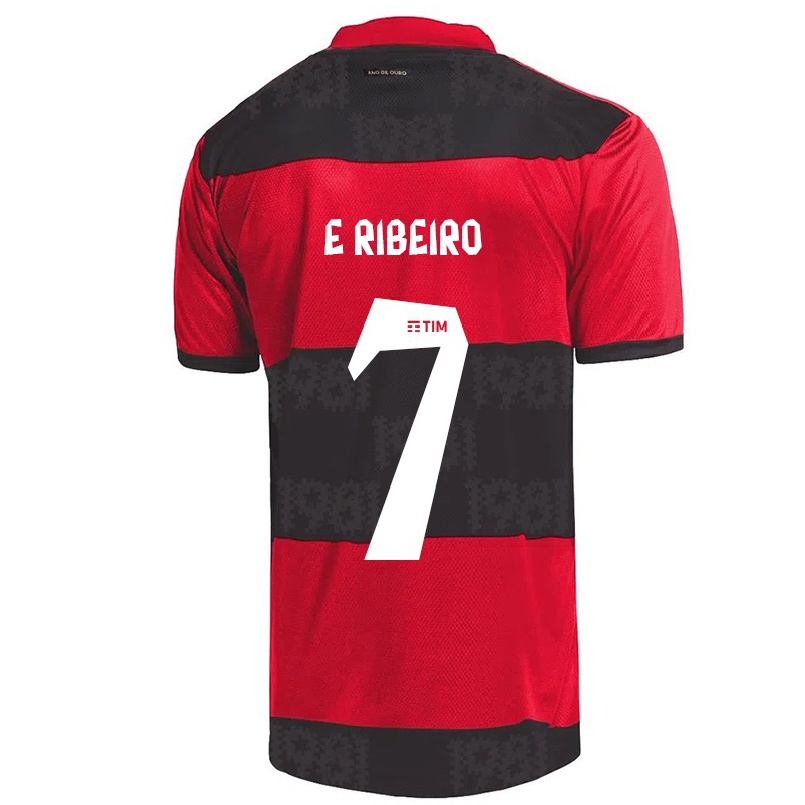 Herren Fußball Everton Ribeiro #7 Rot Schwarz Heimtrikot Trikot 2021/22 T-shirt