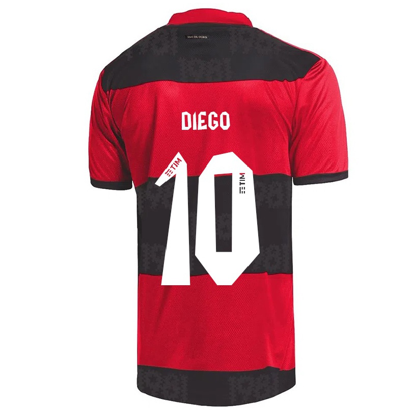 Herren Fußball Diego #10 Rot Schwarz Heimtrikot Trikot 2021/22 T-shirt