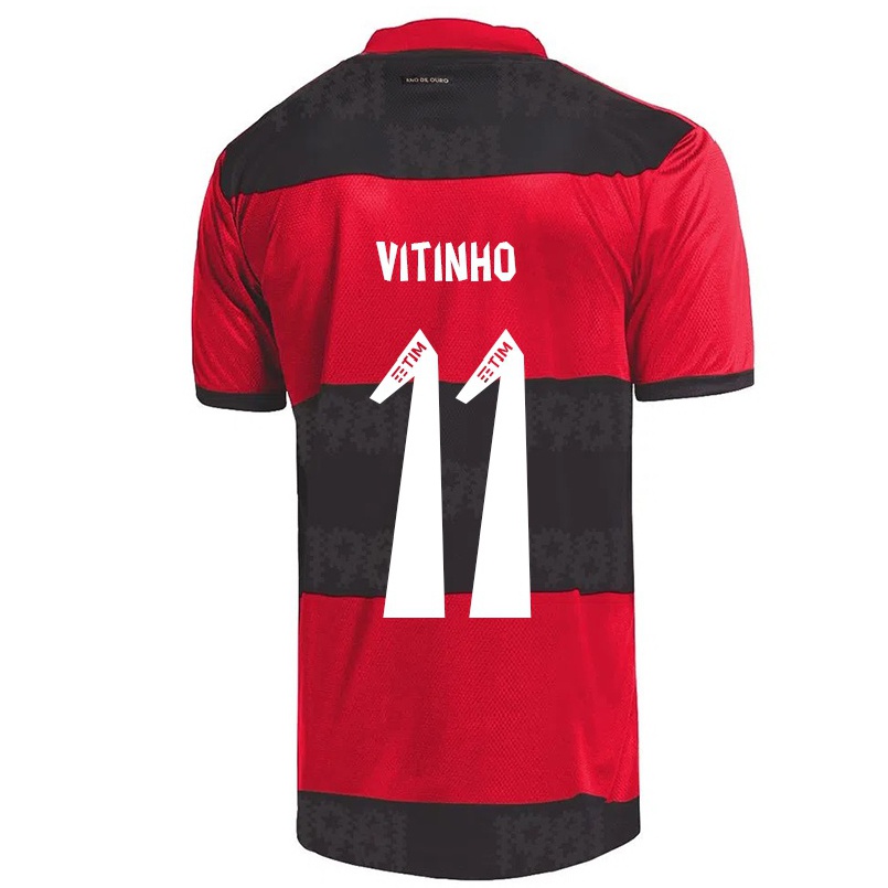 Herren Fußball Vitinho #11 Rot Schwarz Heimtrikot Trikot 2021/22 T-shirt