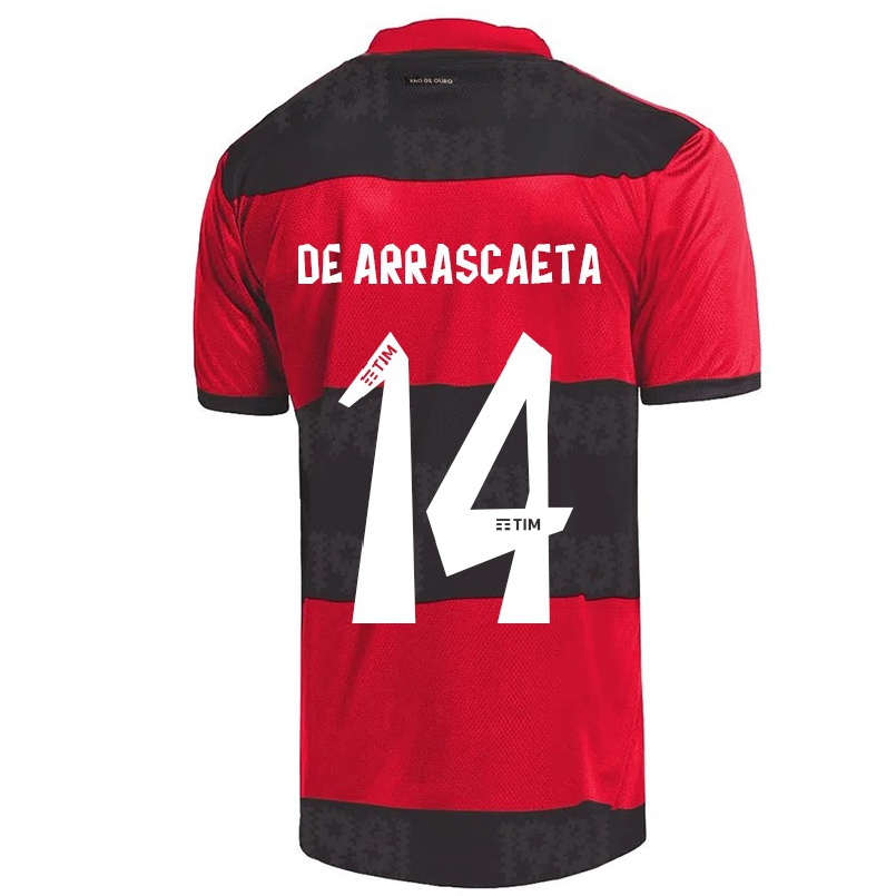 Herren Fußball Giorgian De Arrascaeta #14 Rot Schwarz Heimtrikot Trikot 2021/22 T-shirt