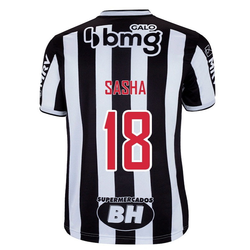 Herren Fußball Eduardo Sasha #18 Weiß Schwarz Heimtrikot Trikot 2021/22 T-shirt