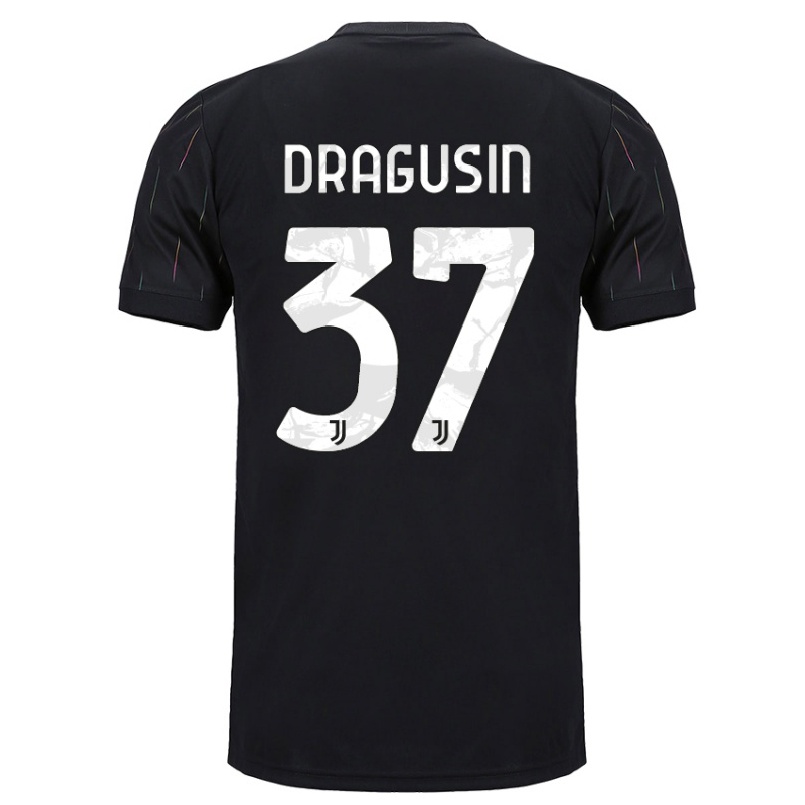 Herren Fußball Radu Dragusin #37 Schwarz Auswärtstrikot Trikot 2021/22 T-shirt