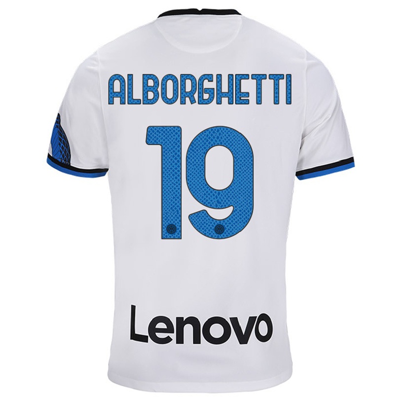 Herren Fußball Lisa Alborghetti #19 Weiß Blau Auswärtstrikot Trikot 2021/22 T-shirt
