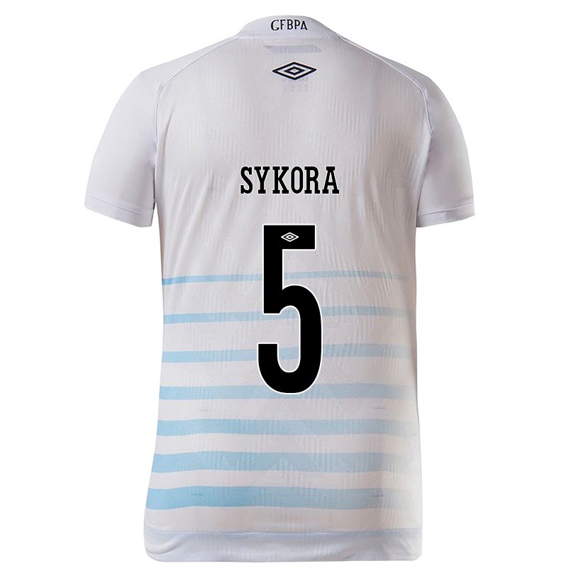 Herren Fußball Stacy Denise Sykora #5 Weiß Blau Auswärtstrikot Trikot 2021/22 T-shirt