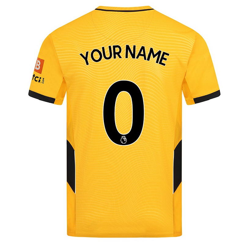 Herren Fußball Dein Name #0 Gelb Heimtrikot Trikot 2021/22 T-shirt