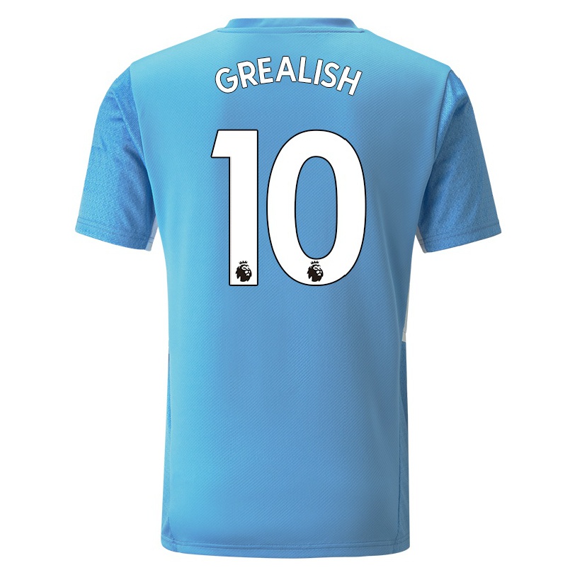 Herren Fußball Jack Grealish #10 Blau Heimtrikot Trikot 2021/22 T-shirt
